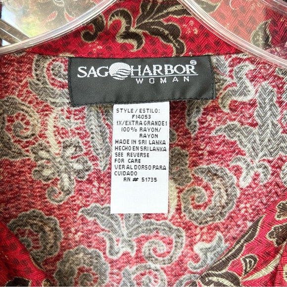 NWT Vintage Sag Harbor rayon 2pc skirt set with long sleeved shirt & maxi skirt - Picture 4 of 16